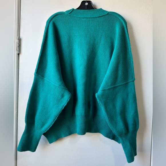 Free People Teal Knit Crewneck Sweater - Picture 5 of 14